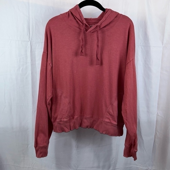 Love by Gap Hoodie Pullover Top Fleece Lightweight V-Neck Long Sleeve Sweatshirt - Picture 7 of 11